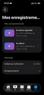 Vraie capture des enregistrements ZyXStream