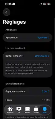 Vraie capture des réglages ZyXStream
